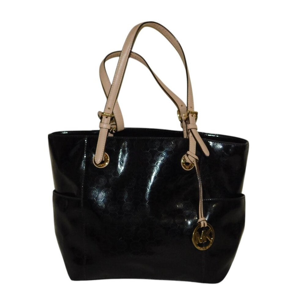 Mickael Kors Jet Set Tote Bag MK Signature Patent Leather Purse